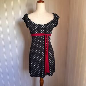 Vintage Y2K Black Polka Dot Babydoll Mini S